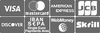 Visa, MasterCard, Discover, JBC, 2Checkout, PrivatBank, LiqPay, Diner's Club, Maestro, American Express, WebMoney, WMZ, WMU, Bitcoin, SEPA, Single Euro Payment Area, Sofort, PaySera